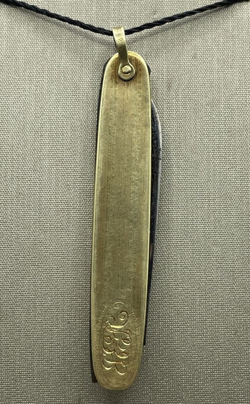 14K Yellow Gold Mini Pocket Knife Monogrammed (26518)
